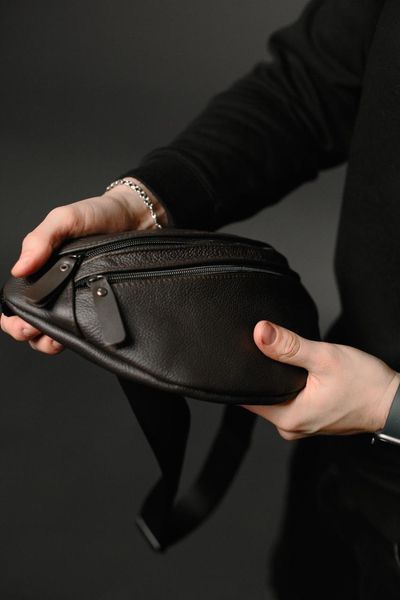 Чоловіча бананка, шкіряна сумка на пояс SL033 (коричнева) SL033 фото