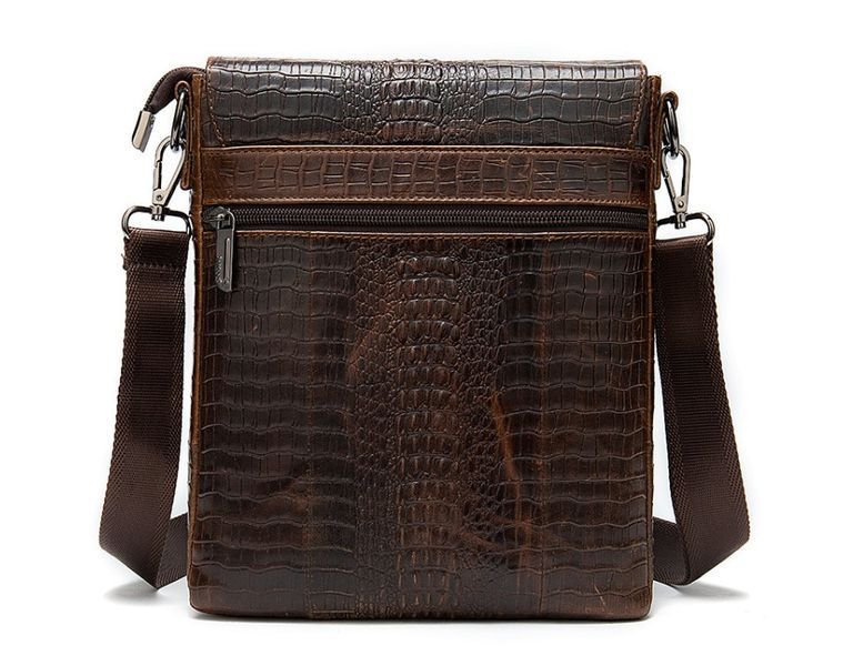 Чоловіча шкіряна сумка під рептилію Leather Collection (8857) brown 2527212021 фото
