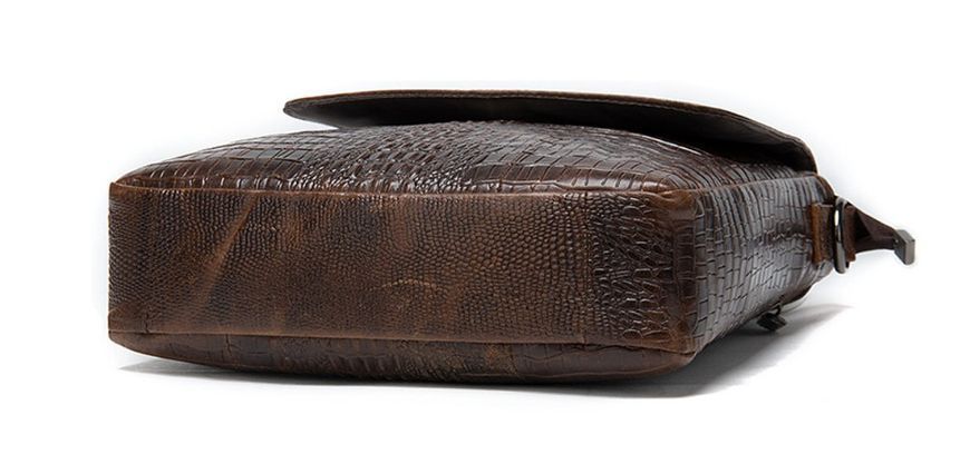 Чоловіча шкіряна сумка під рептилію Leather Collection (8857) brown 2527212021 фото