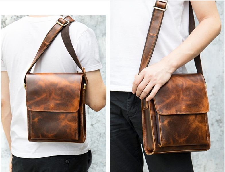 Сумка кожаная мужская средних размеров Leather Collection (7433) коричневый 2527212039 фото