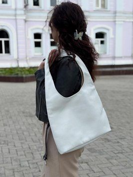 Женская сумка-шоппер и из натуральной кожи флотар (белый) SW150-4 SW150-4 фото