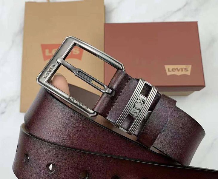 оловічий шкіряний брендовий ремінь Levis (514), коричневий 2527203769 фото