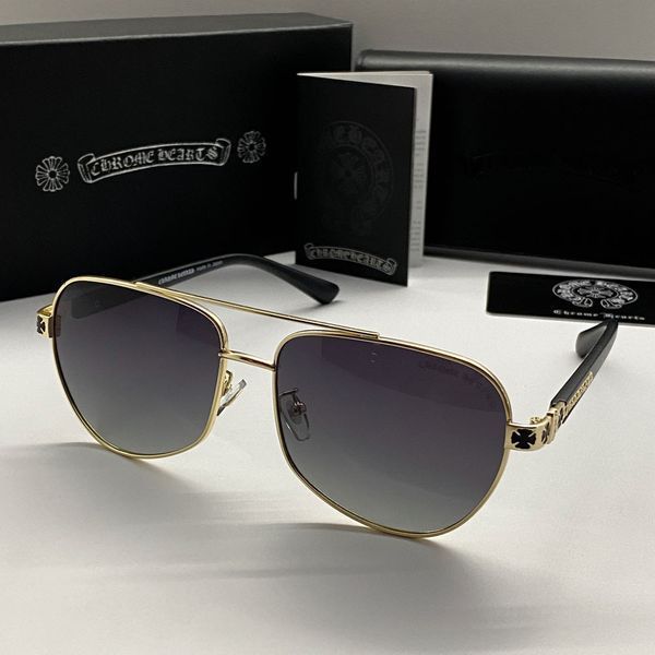 Чоловічі сонцезахисні окуляри Chrome Hearts 5078 gold 2527202634 фото