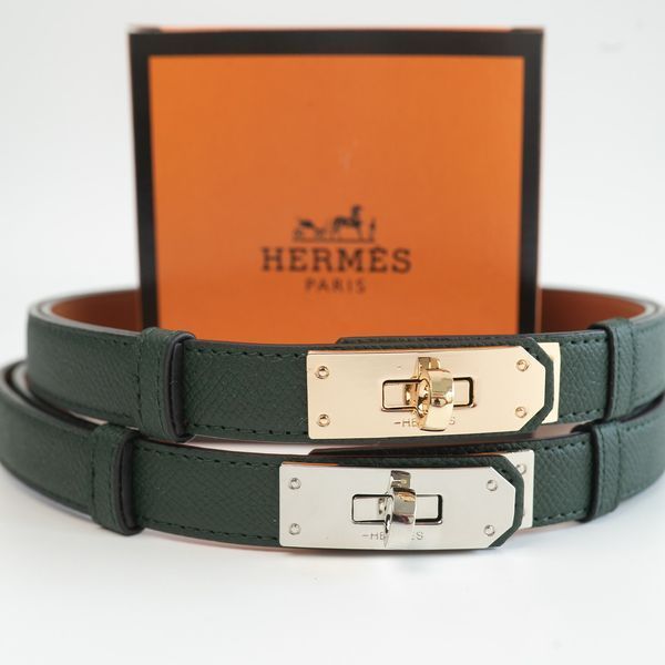 Жіночий шкіряний ремінь Hermes Гермес (280-2) зелений 2671134216 фото