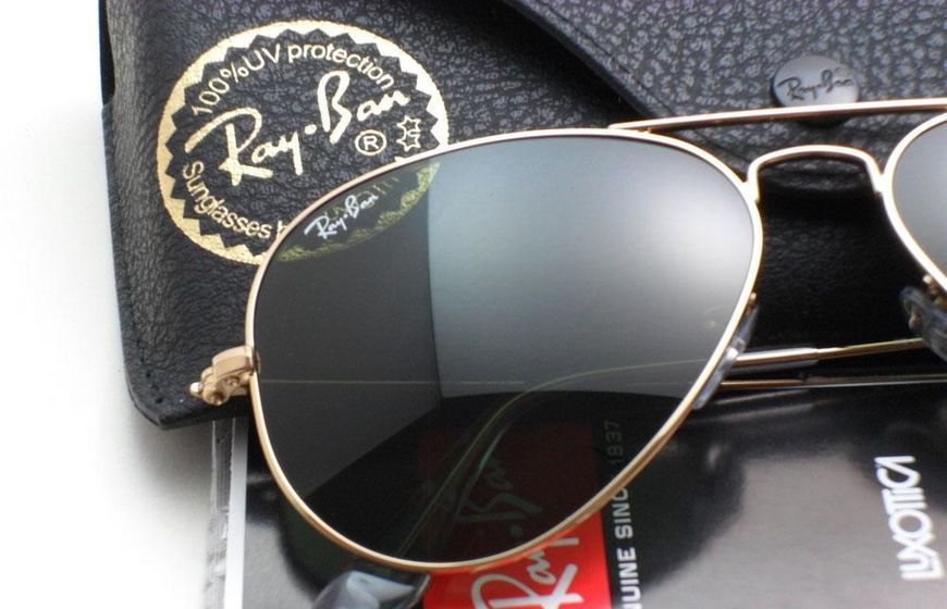 Чоловічі сонцезахисні окуляри Ray-Ban Aviator 3026 (001/62) Lux, стильні окуляри, брендові авіатори, окуляри з UV-захистом 001/62 фото