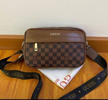 Мужская удобная сумка на плечо Guess (7514) коричневая 2671133238 фото