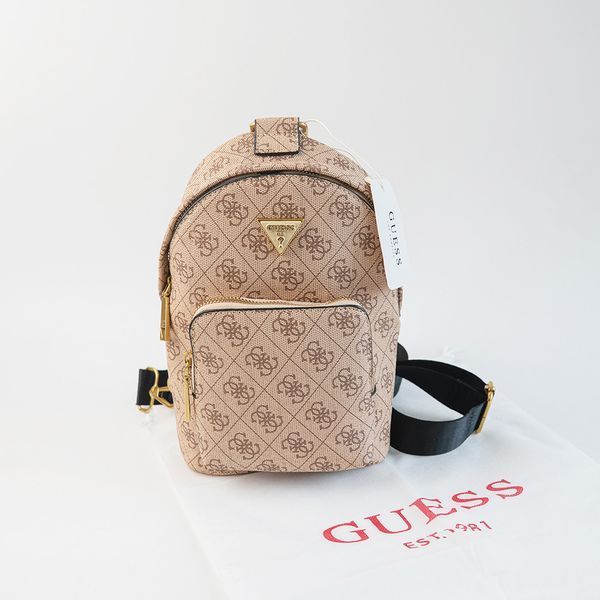 Жіноча сумка "бананка", слінг на пояс і на груди Guess (7519) коричнева 2671134093 фото