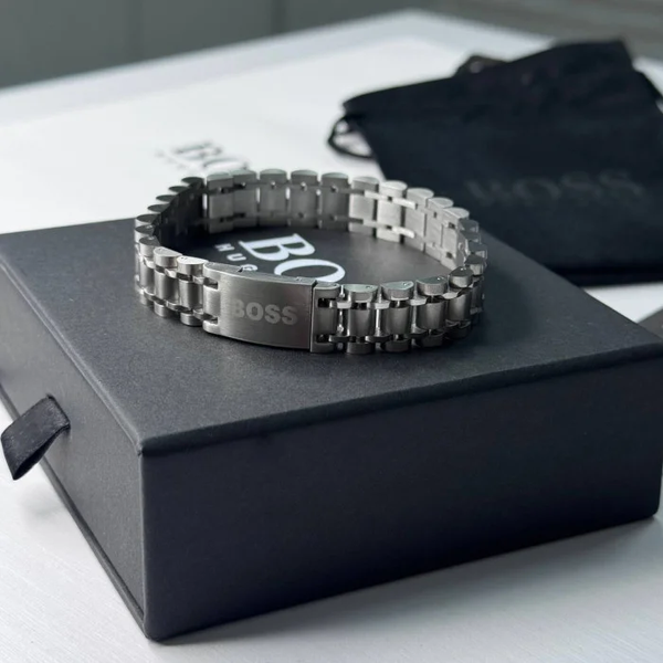 Серебряный мужской браслет на руку Boss 60033 фото
